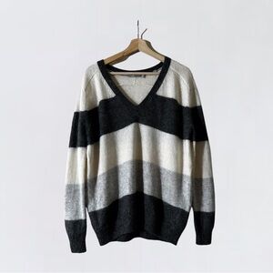 Vince Black and Gray V-Neck Sweater
